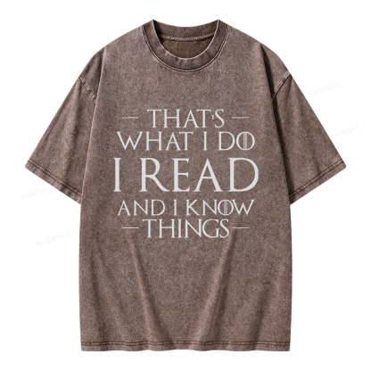 Pagewings I Read And I Know Things Unisex Washed T-shirt