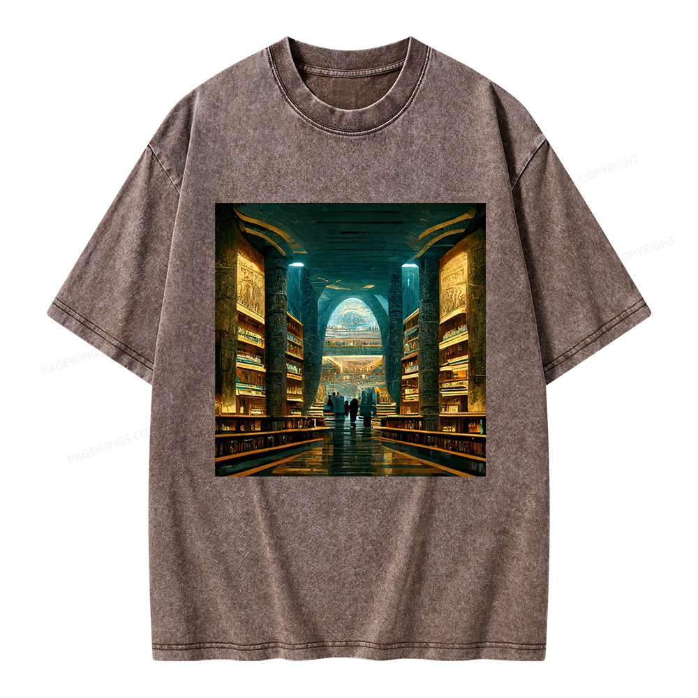 Pagewings Library Of Alexandria Unisex Washed T-shirt