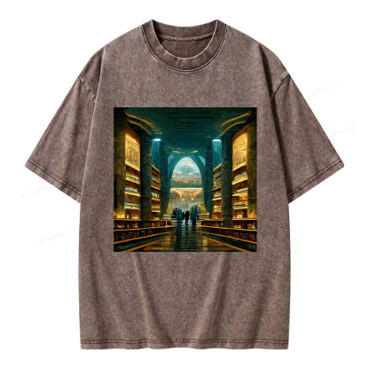 Pagewings Library Of Alexandria Unisex Washed T-shirt