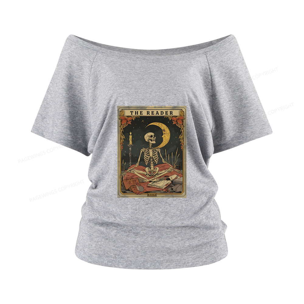Pagewings The Reader Tarot Card Women Off Shoulder T-shirts