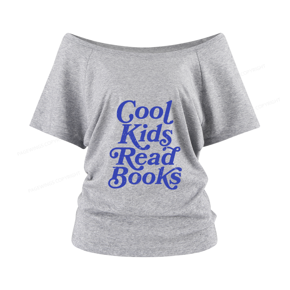 Pagewings Cool Kids Read Books Women Off Shoulder T-shirts
