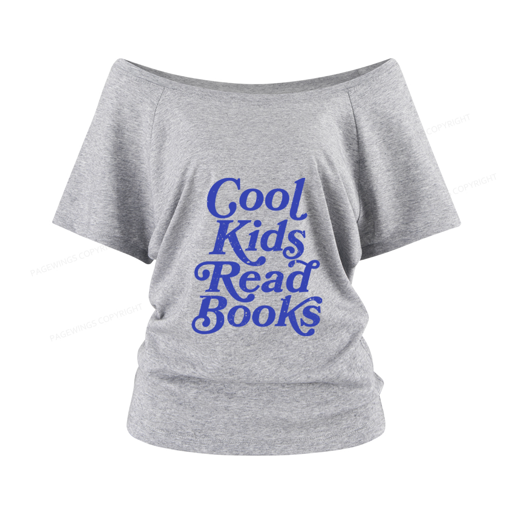 Pagewings Cool Kids Read Books Women Off Shoulder T-shirts