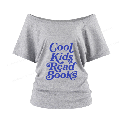 Pagewings Cool Kids Read Books Women Off Shoulder T-shirts