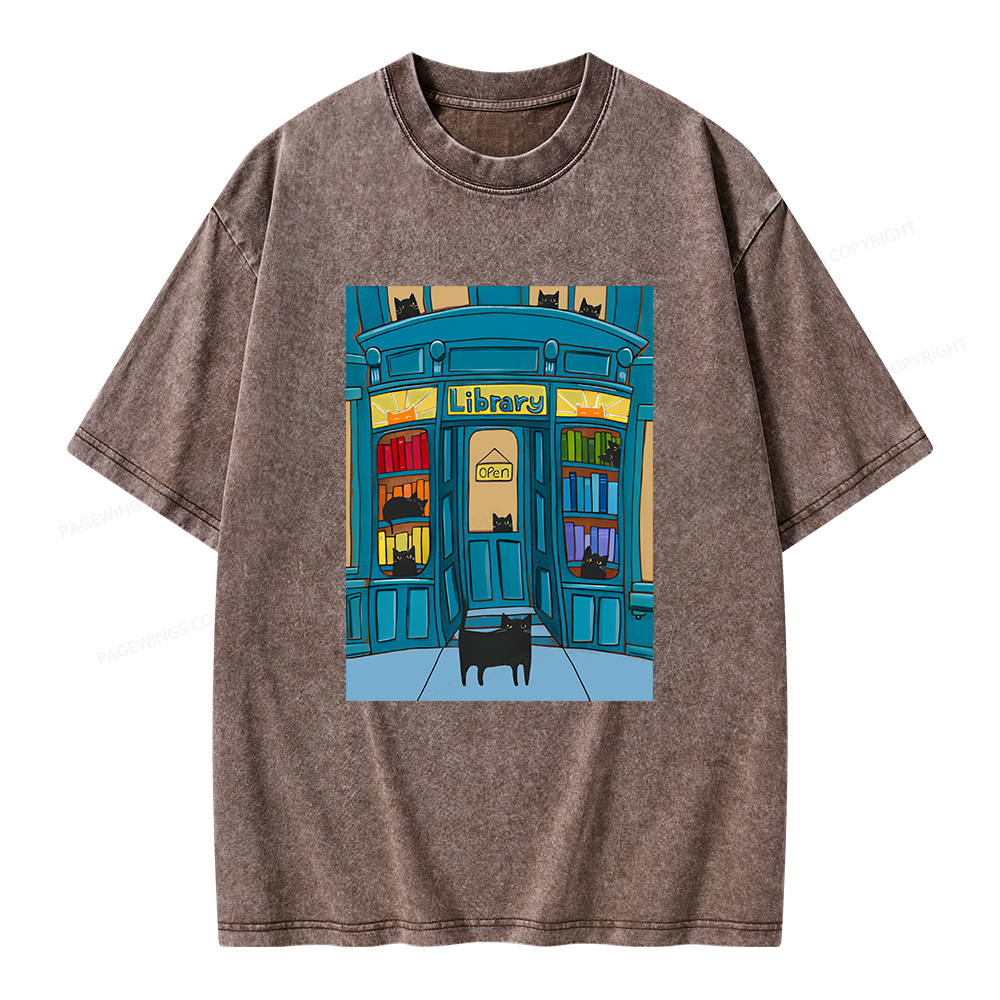 Pagewings Library Unisex Washed T-shirt