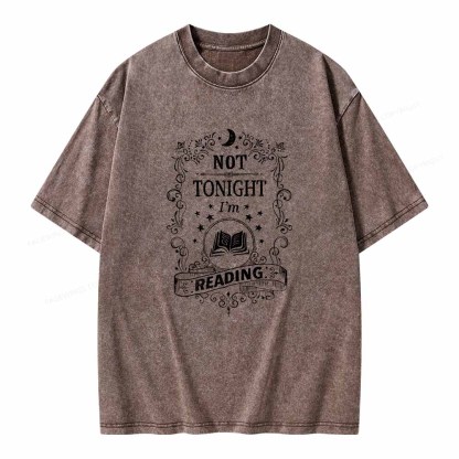 Pagewings Not Tonight Reading Unisex Washed T-shirt