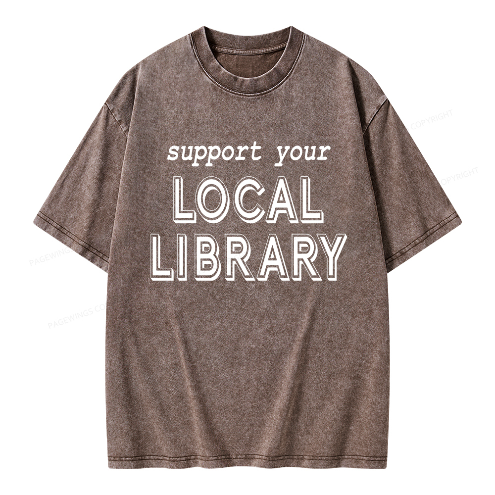 Pagewings Support Your Local Library Unisex Washed T-shirt
