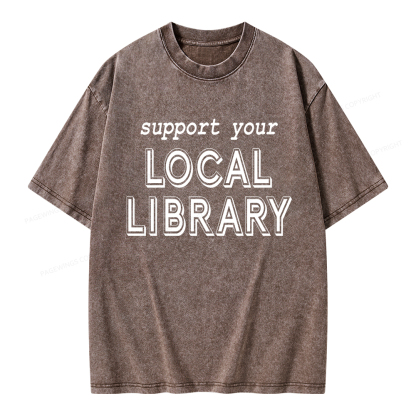 Pagewings Support Your Local Library Unisex Washed T-shirt