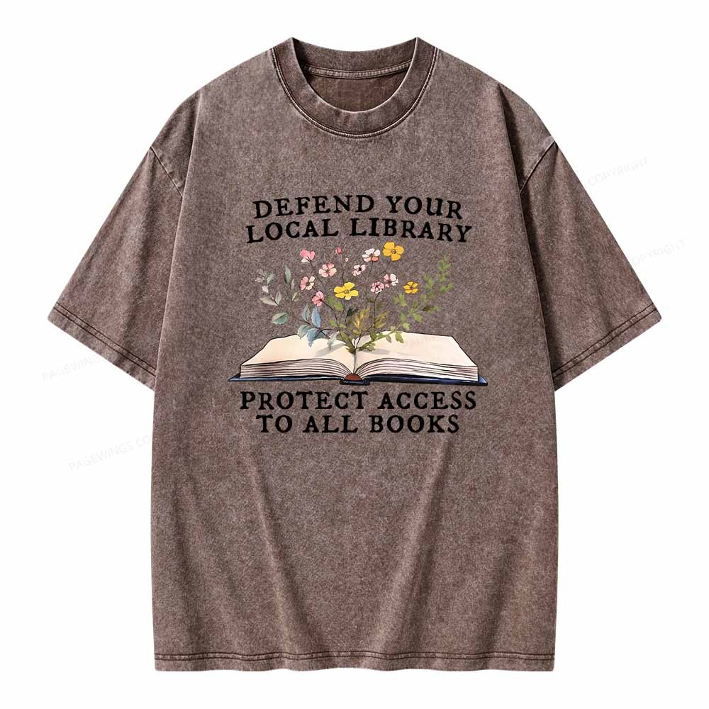 Pagewings Books Save Lives Protect Libraries Unisex Washed T-shirt