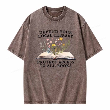 Pagewings Books Save Lives Protect Libraries Unisex Washed T-shirt