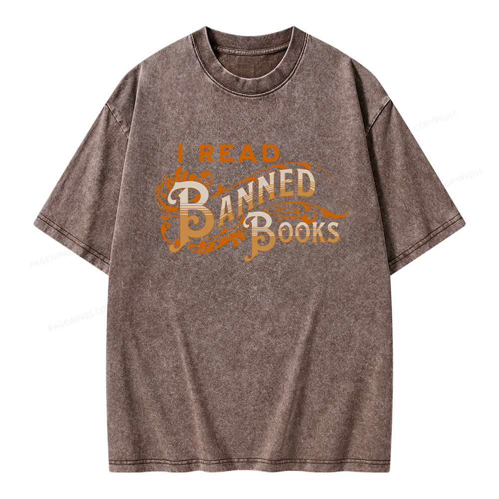 Pagewings I Read Banned Books Unisex Washed T-shirt