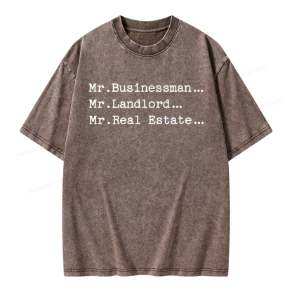 Pagewings Mr Businessman Mr Landlord Mr Real Estate Unisex Washed T-shirt