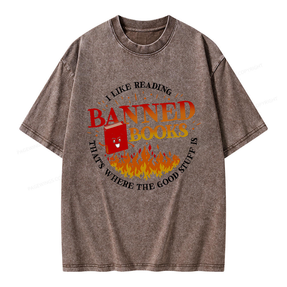 Pagewings Banned Books Unisex Washed T-shirt