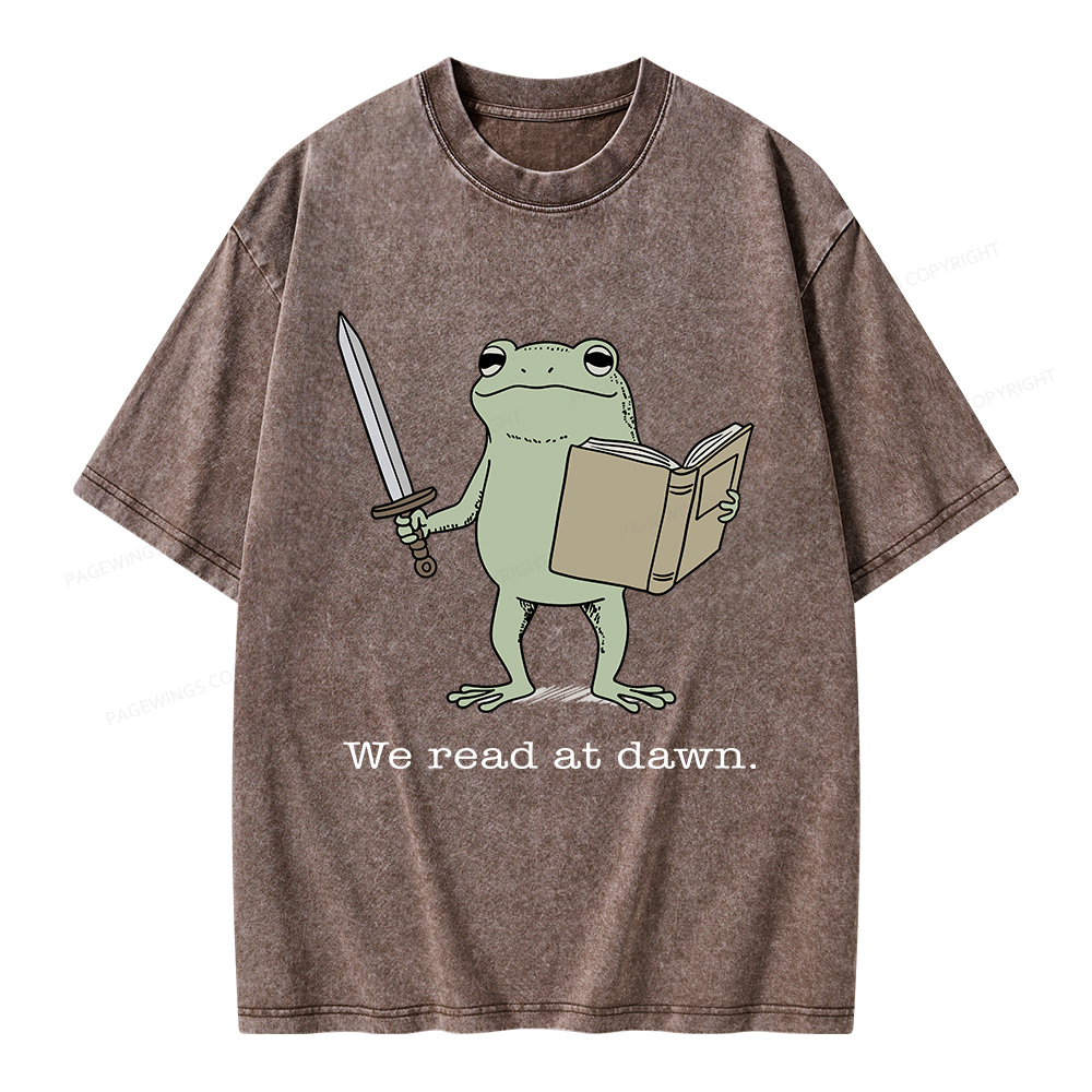 Pagewings We Read At Dawn Funny Frog Unisex Washed T-shirt