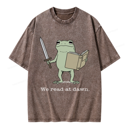 Pagewings We Read At Dawn Funny Frog Unisex Washed T-shirt