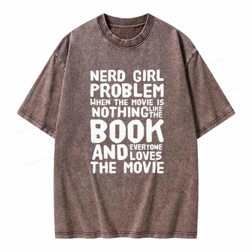 Pagewings NERD GIRL PROBLEM Club Unisex Washed T-shirt