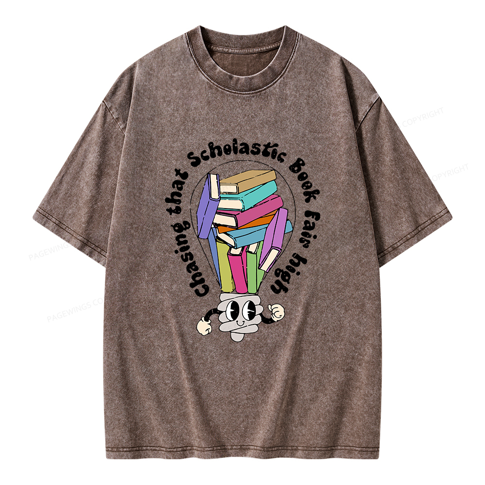 Pagewings Chasing That Scholastic Book Fair High Unisex Washed T-shirt