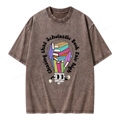 Pagewings Chasing That Scholastic Book Fair High Unisex Washed T-shirt
