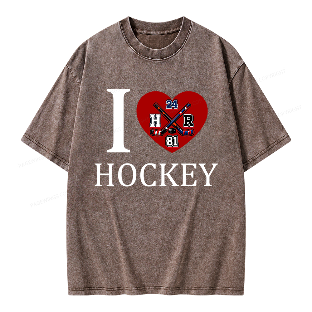 Pagewings I Heart Hockey Unisex Washed T-shirt
