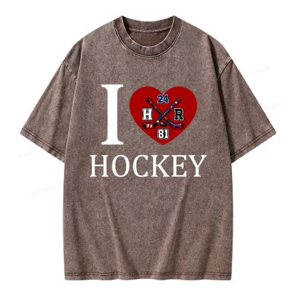 Pagewings I Heart Hockey Unisex Washed T-shirt