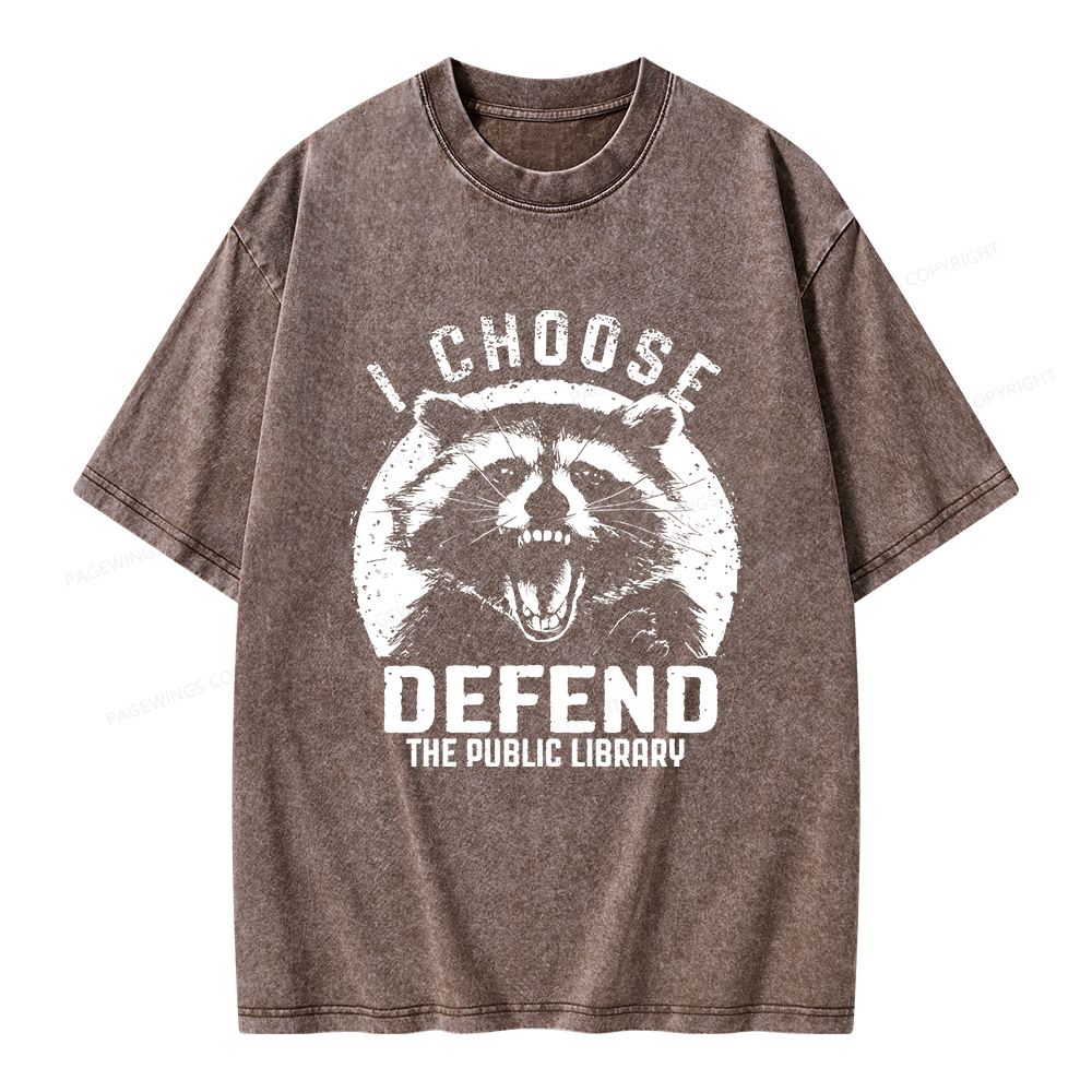 Pagewings I Choose Defend The Public Library Unisex Washed T-shirt
