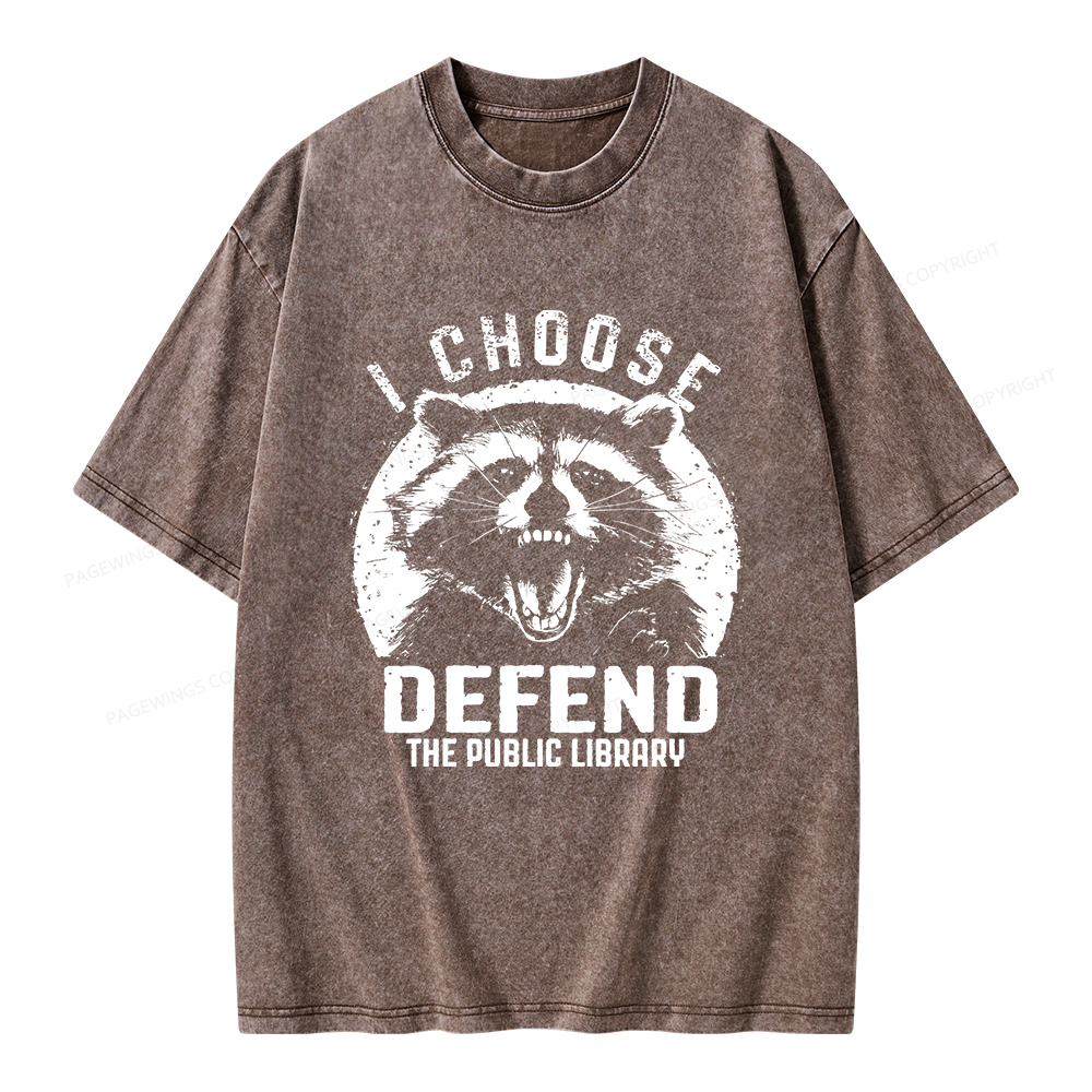 Pagewings I Choose Defend The Public Library Unisex Washed T-shirt