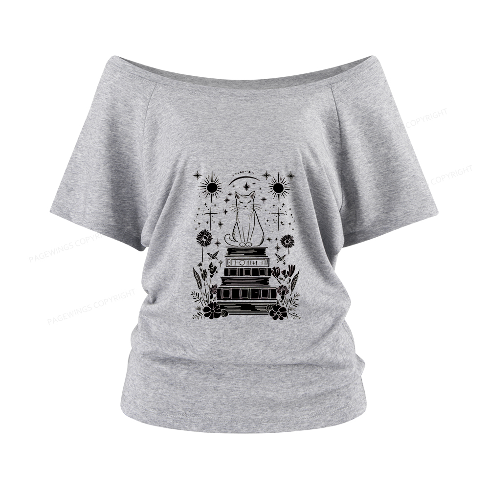 Pagewings Mystical Cat Women Off Shoulder T-shirts
