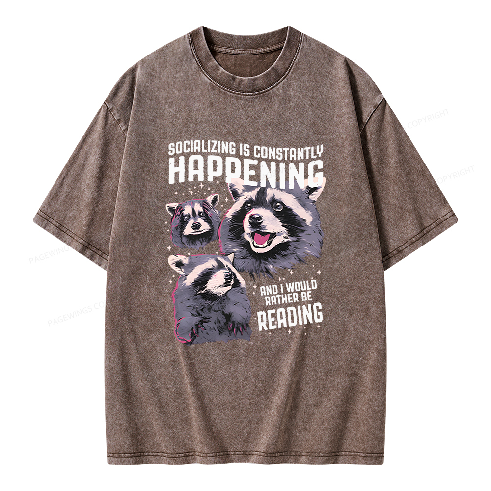 Pagewings And I Would Rather Be Reading Unisex Washed T-shirt