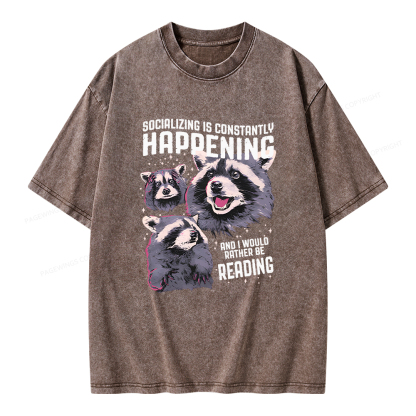 Pagewings And I Would Rather Be Reading Unisex Washed T-shirt