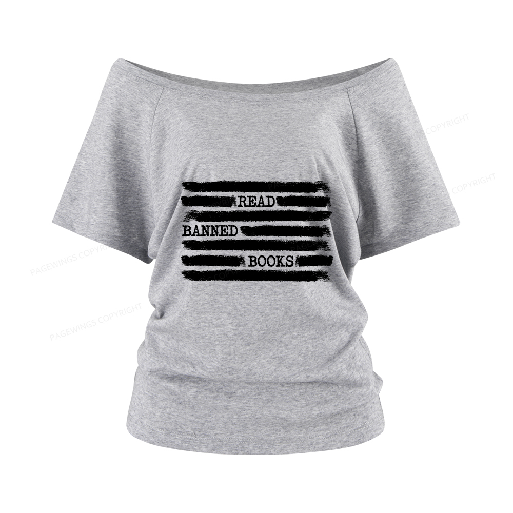 Pagewings Read Banned Books Bookworm Librarian Women Off Shoulder T-shirts