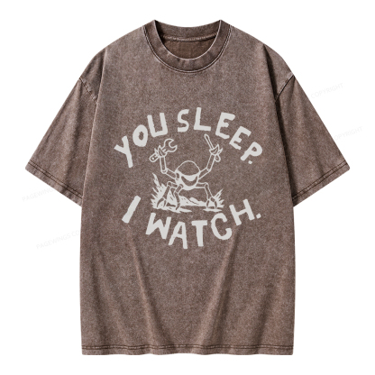 Pagewings You Sleep I Watch Unisex Washed T-shirt