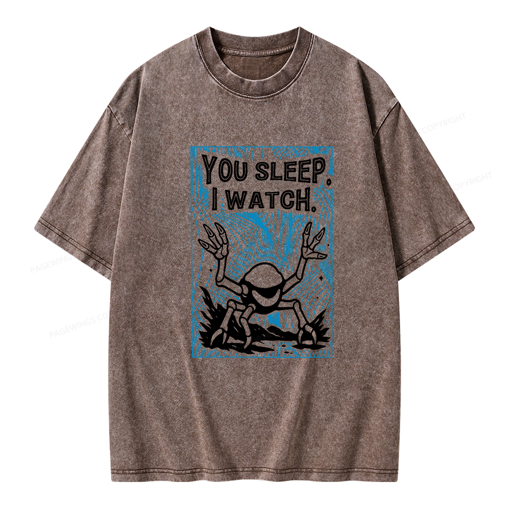 Pagewings You Sleep I Watch Unisex Washed T-shirt