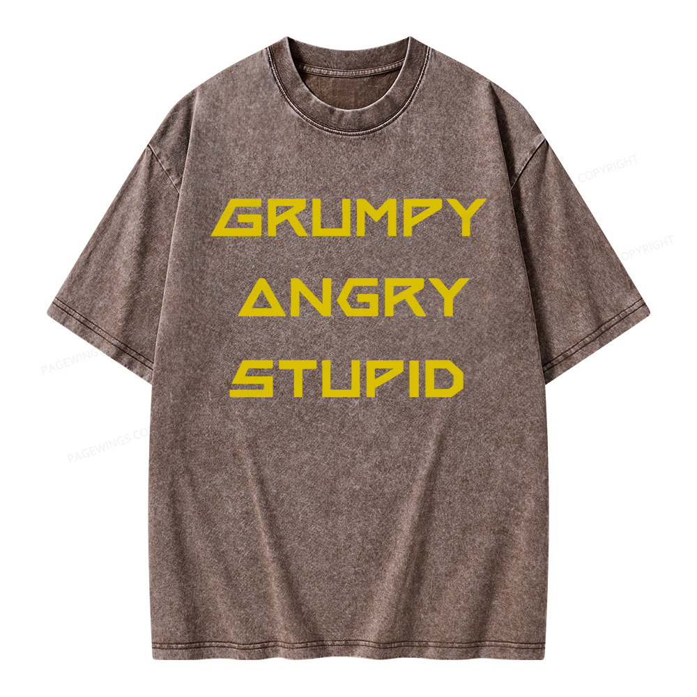 Pagewings Grumpy Angry Stupid Unisex Washed T-shirt