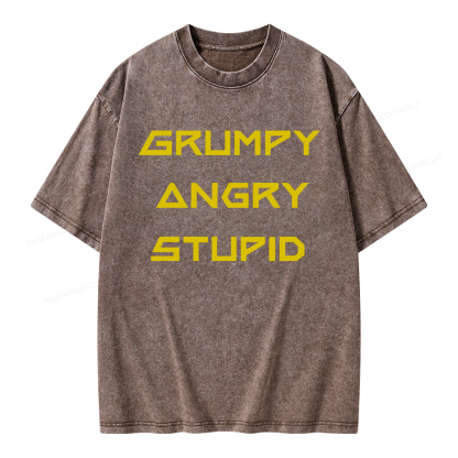 Pagewings Grumpy Angry Stupid Unisex Washed T-shirt