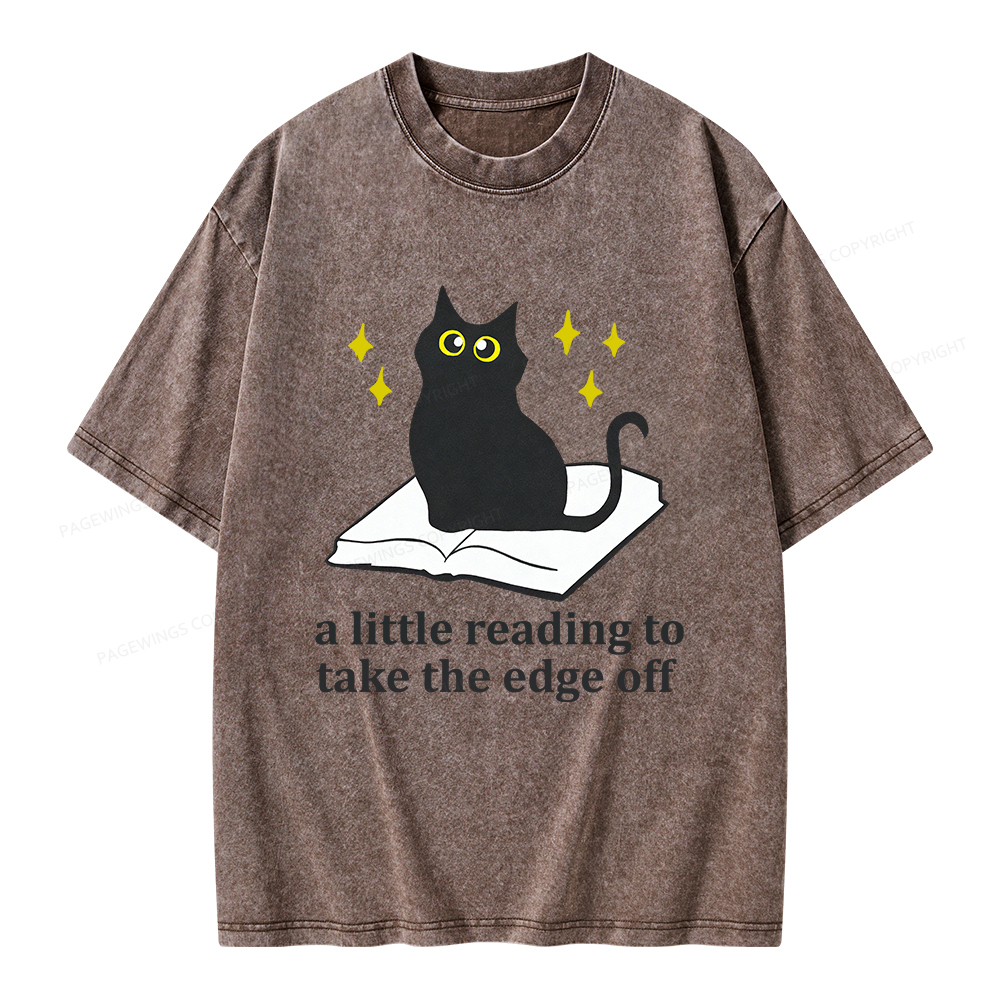 Pagewings A Little Reading To Take The Edge Off  Unisex Washed T-shirt