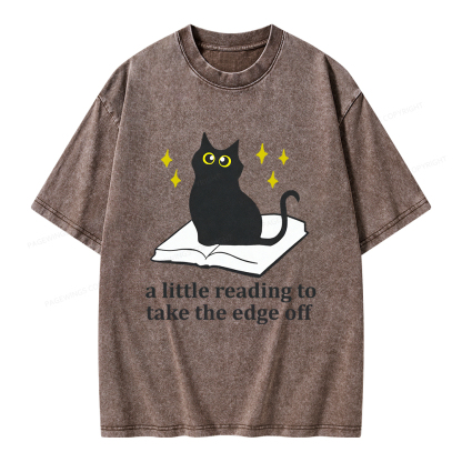 Pagewings A Little Reading To Take The Edge Off  Unisex Washed T-shirt