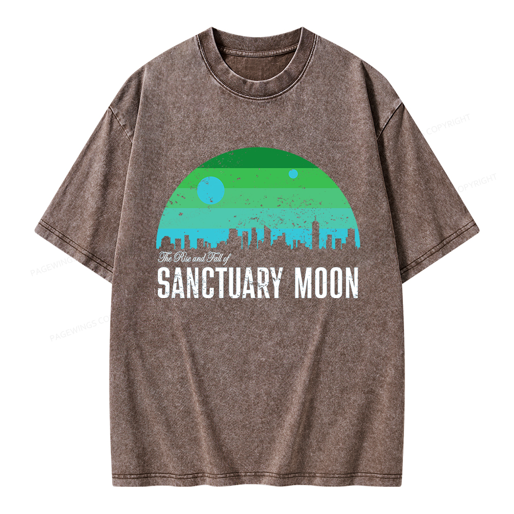 Pagewings The Rise and Fall of Sanctuary Moon Unisex Washed T-shirt