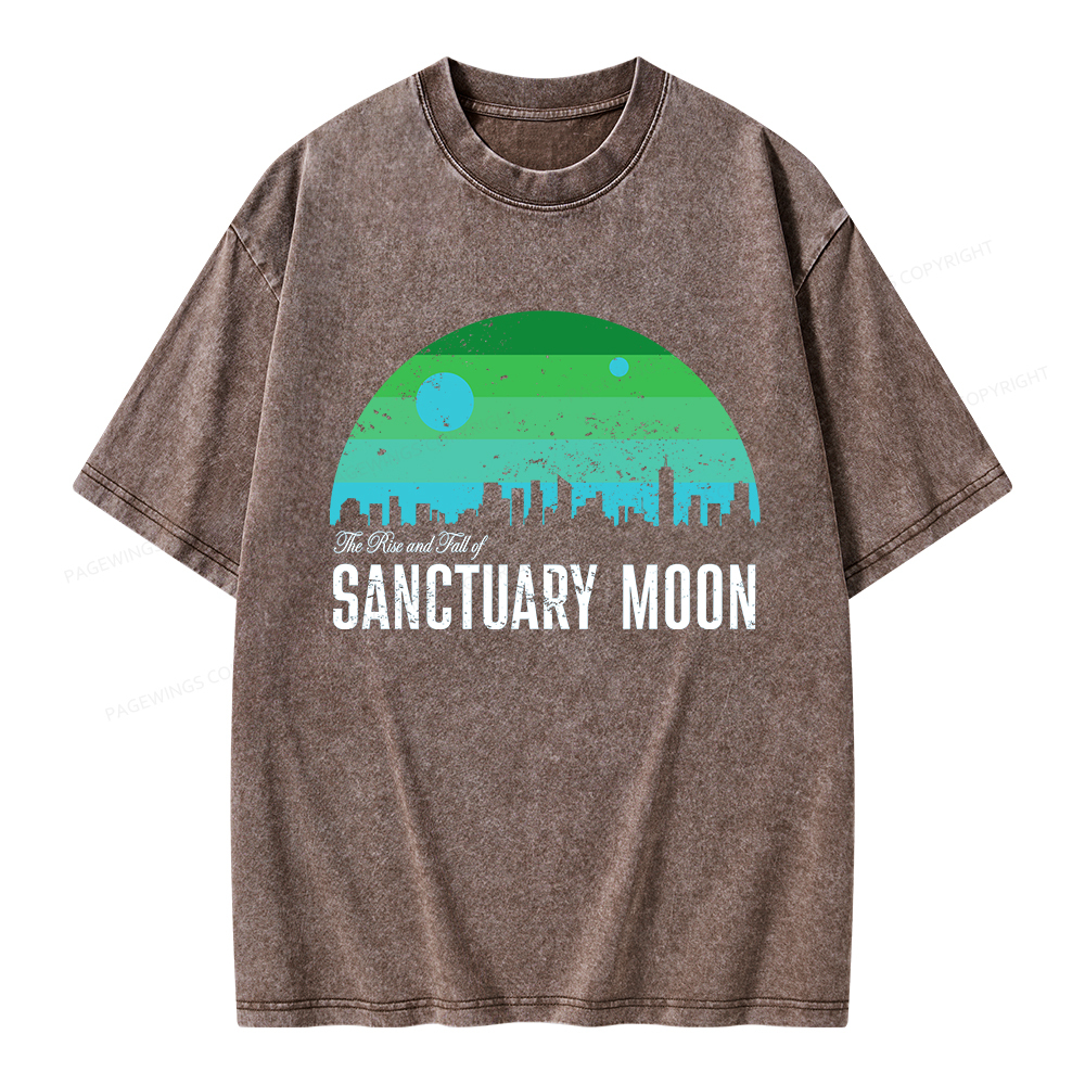 Pagewings The Rise and Fall of Sanctuary Moon Unisex Washed T-shirt