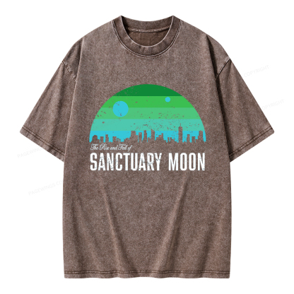 Pagewings The Rise and Fall of Sanctuary Moon Unisex Washed T-shirt