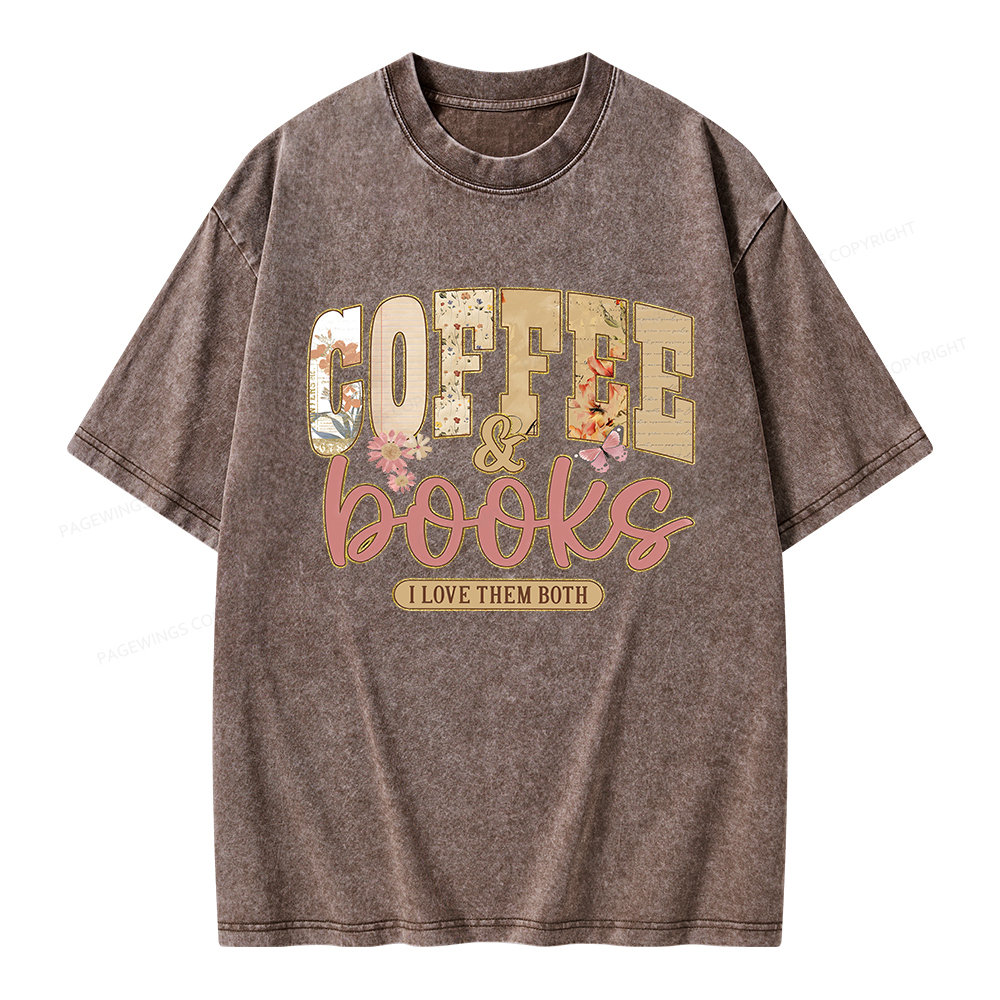Pagewings Coffee And Books Unisex Washed T-shirt