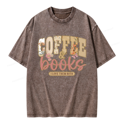 Pagewings Coffee And Books Unisex Washed T-shirt