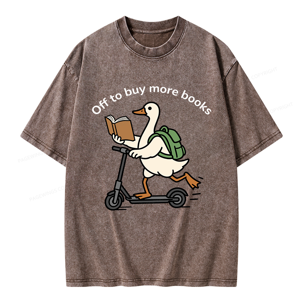 Pagewings Off to Buy More Books Unisex Washed T-shirt
