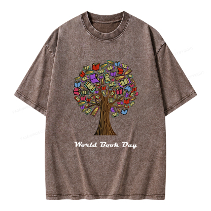 Pagewings World Book Day Tree Unisex Washed T-shirt