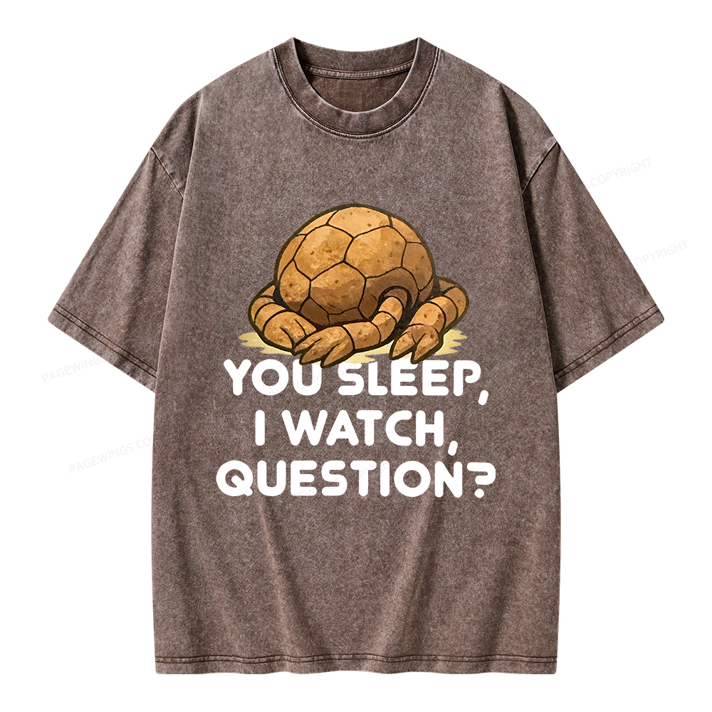 Pagewings You Sleep I Watch Question Unisex Washed T-shirt