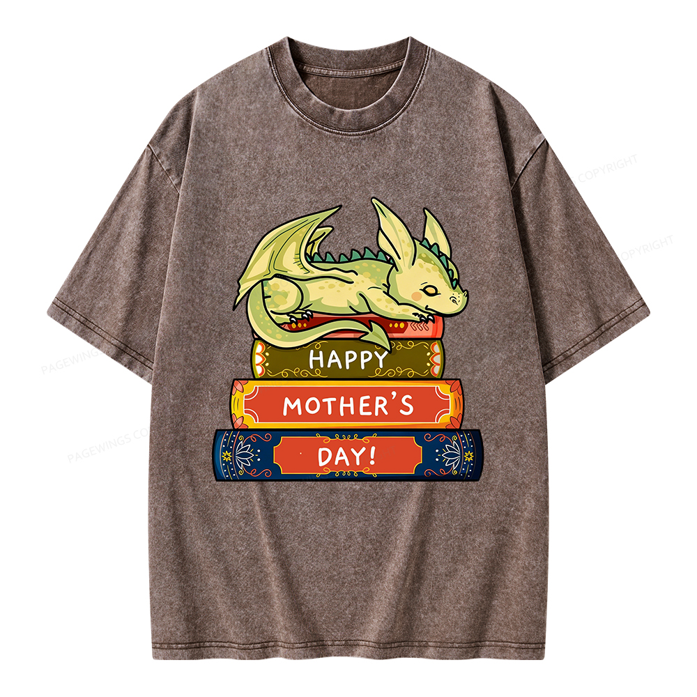 Pagewings Book Dragon Happy Mother's Day Unisex Washed T-shirt