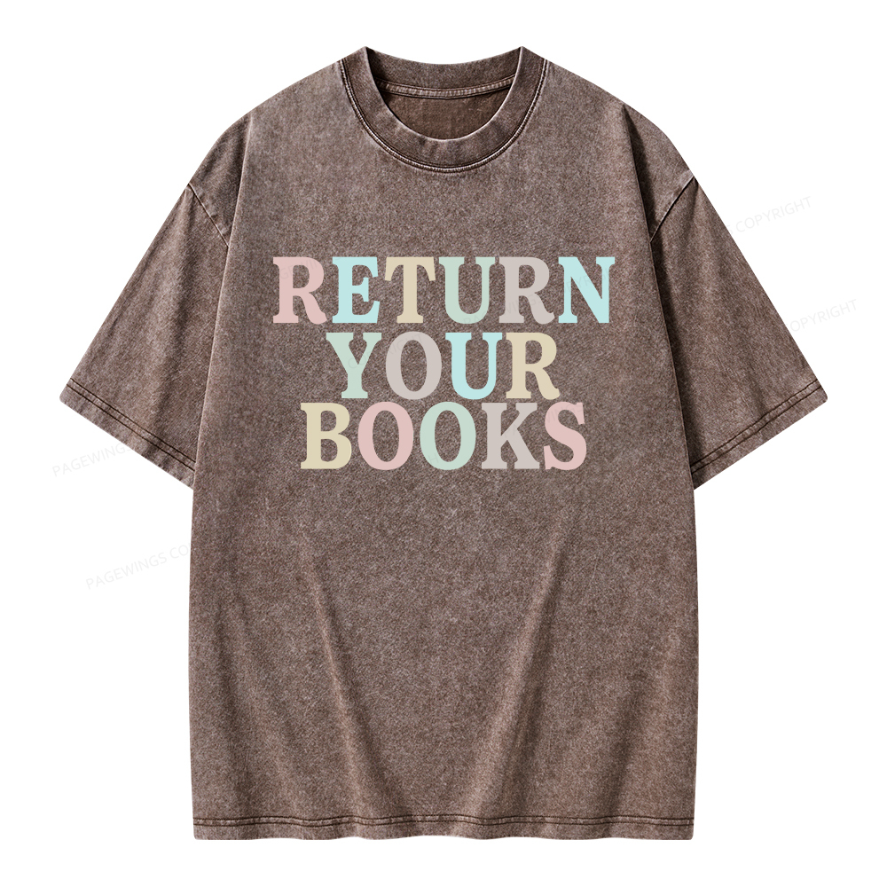 Pagewings Return Your Books Library Unisex Washed T-shirt
