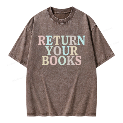 Pagewings Return Your Books Library Unisex Washed T-shirt