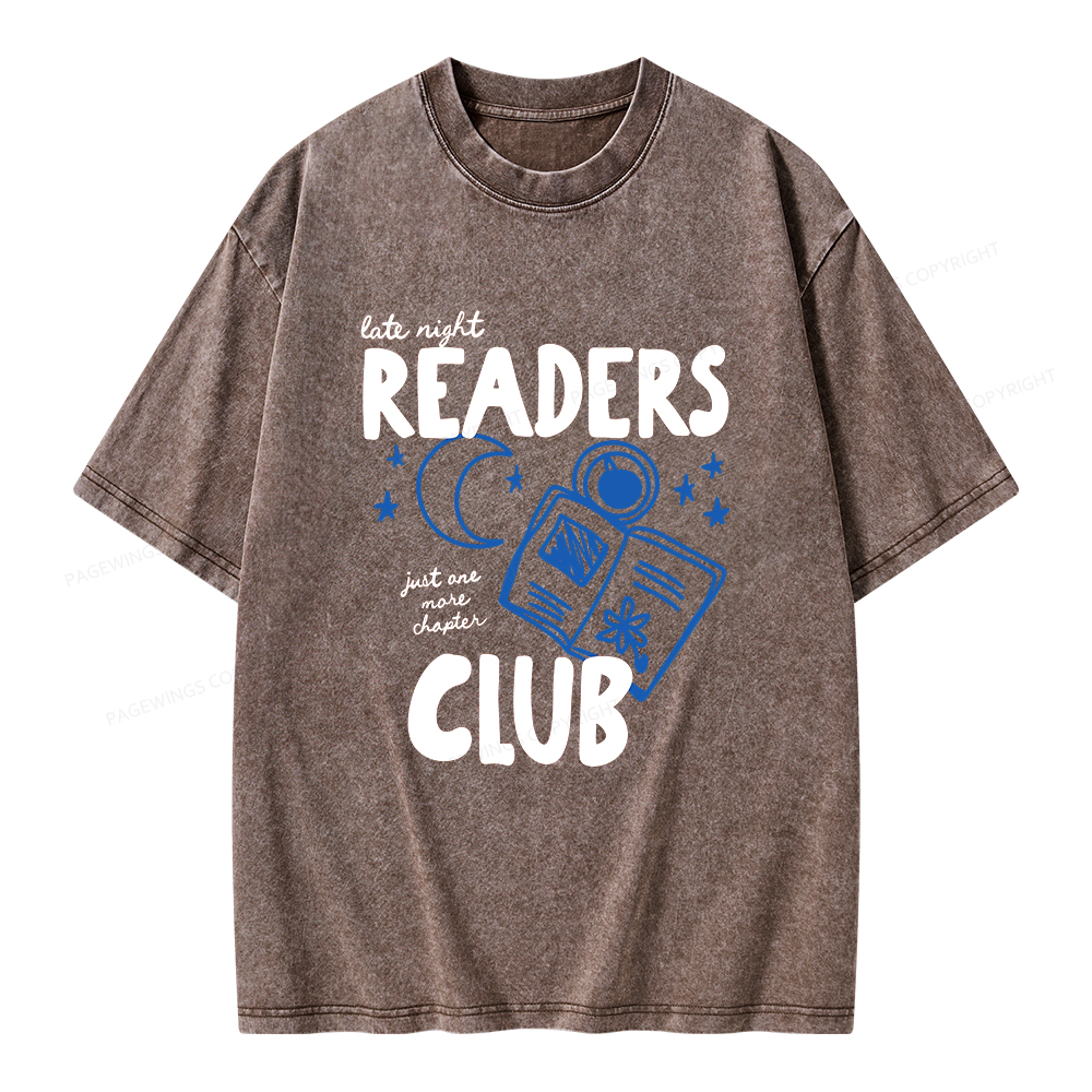Pagewings Late Night Readers Club Unisex Washed T-shirt