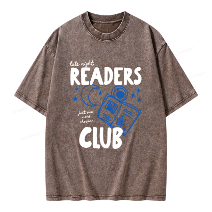 Pagewings Late Night Readers Club Unisex Washed T-shirt