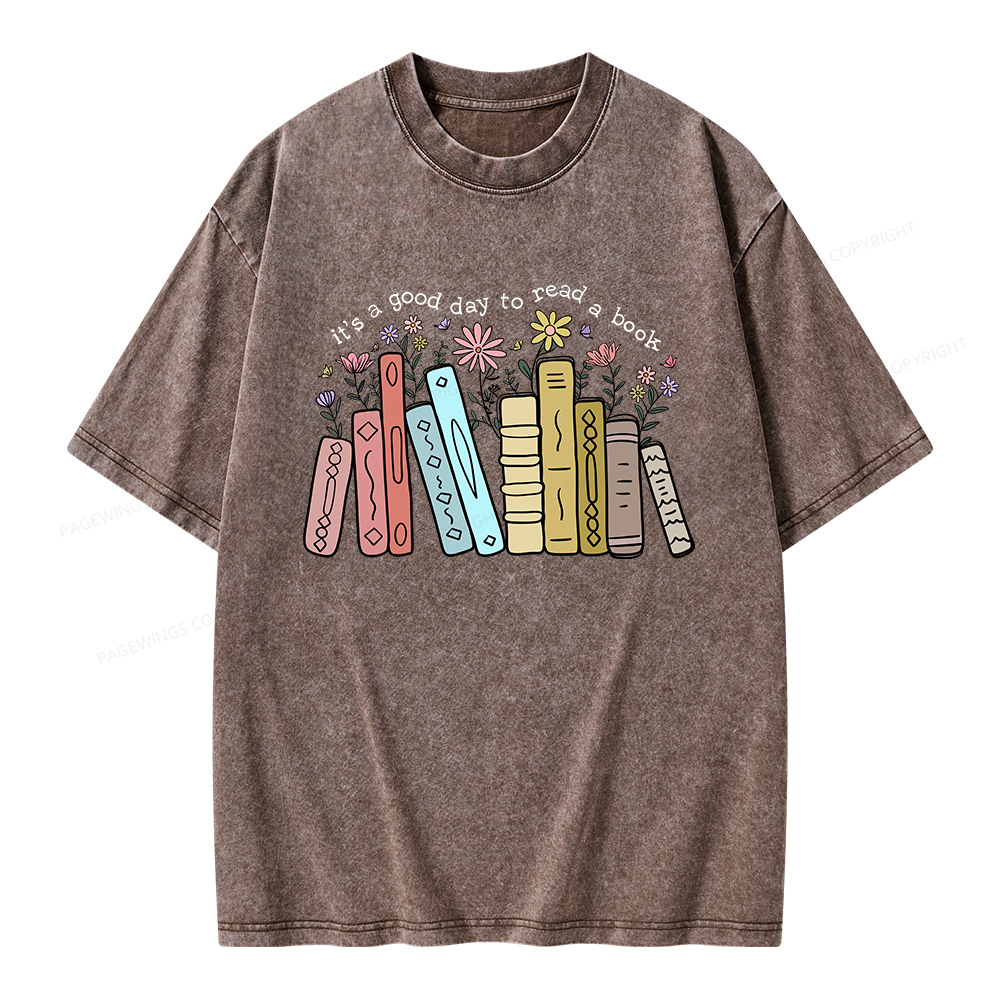 Pagewings It's A Good Day To Read A Book Unisex Washed T-shirt