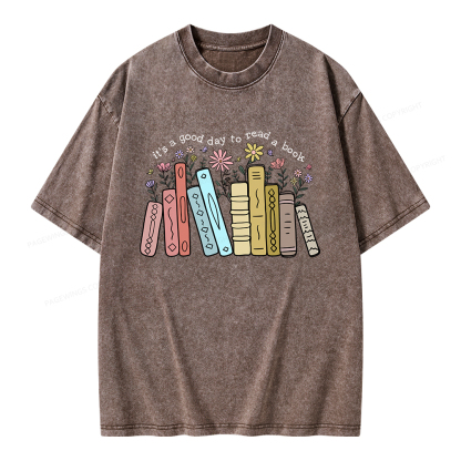 Pagewings It's A Good Day To Read A Book Unisex Washed T-shirt